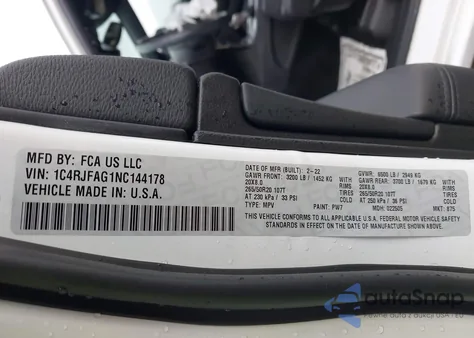 2022 Jeep Grand Cherokee Wk Laredo X 4X4 из США, поврежденный, VIN 1C4RJFAG1NC144178